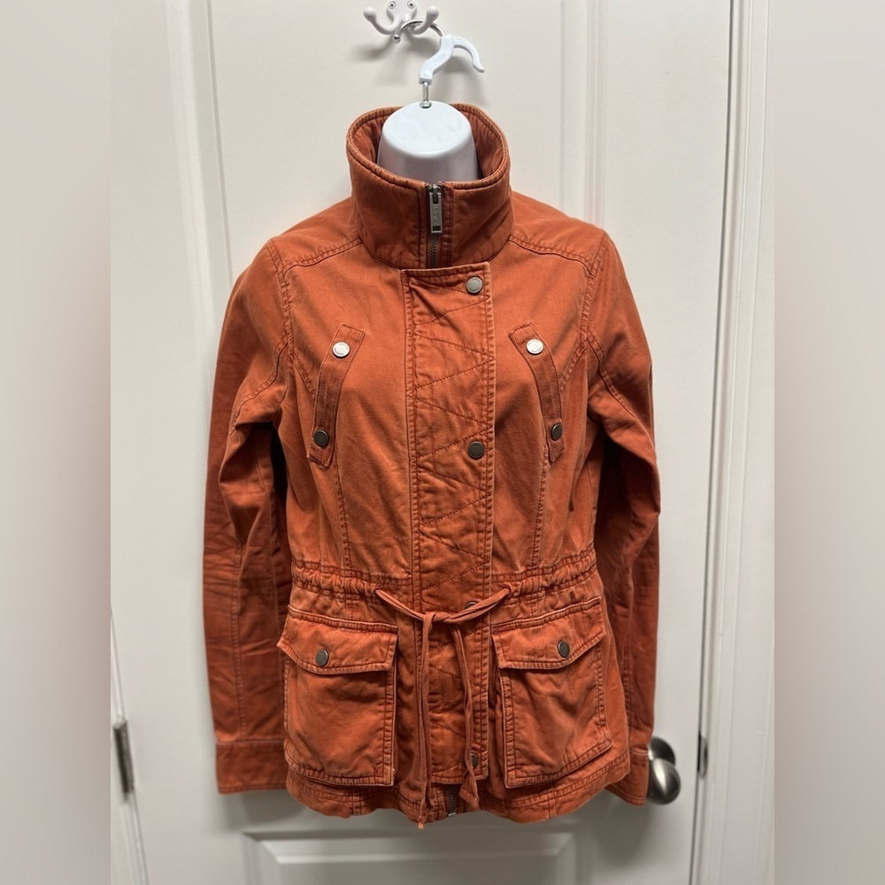 Hollister Burnt Orange Utility Jacket - Small - Rust Military Cargo Coat - Picture 3 of 13